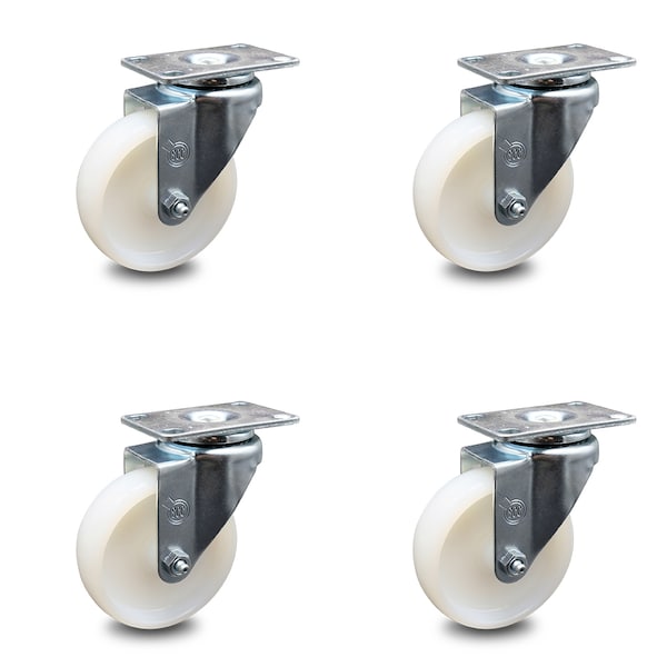 4 Inch Nylon Wheel Swivel Top Plate Caster Set